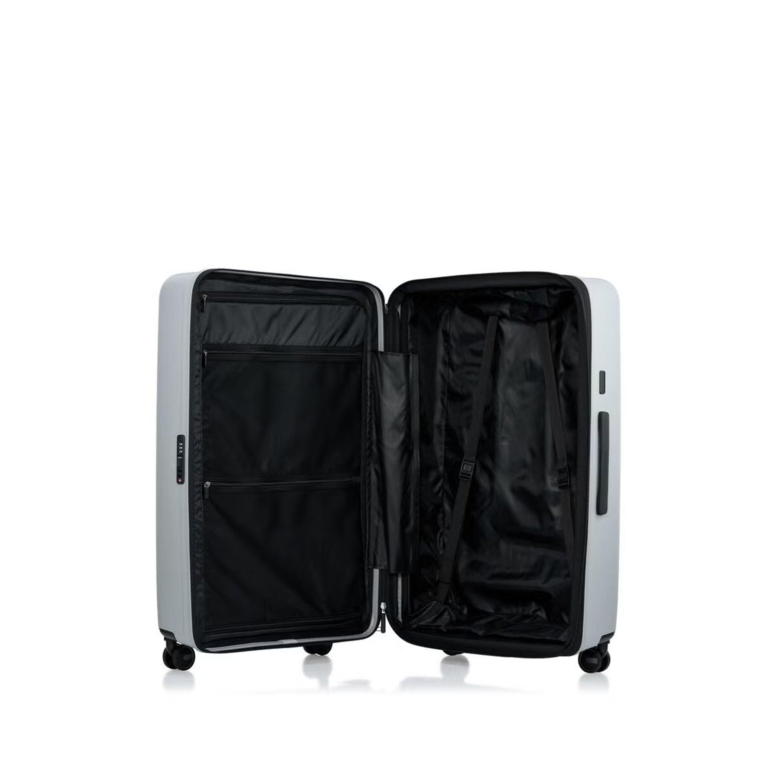 Samsonite Titanium colour suitcase on a white background