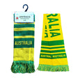 Green and yellow striped scarf with 'Australia' text on a white background