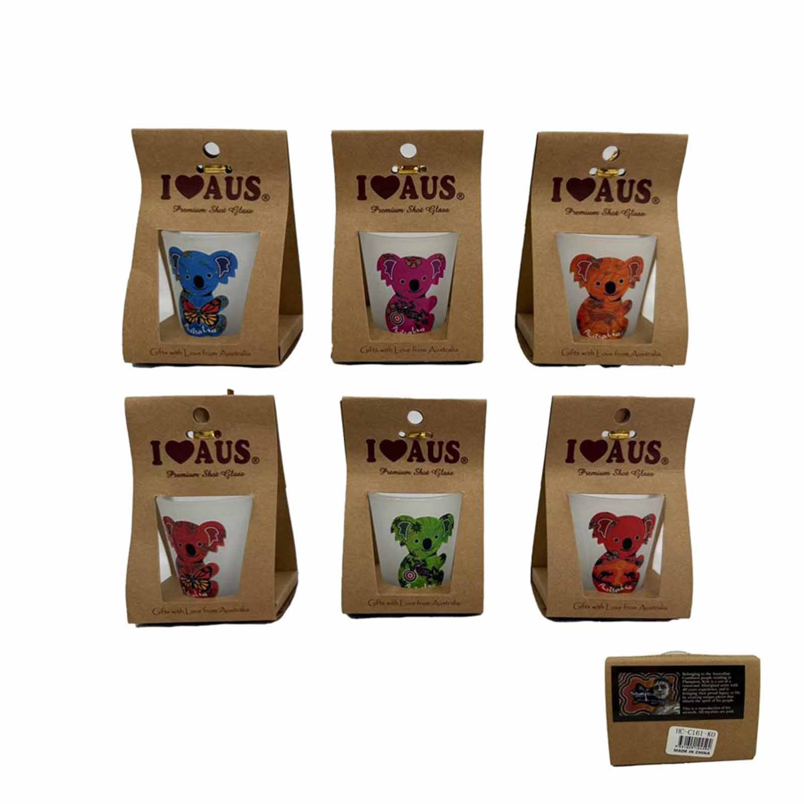 Shot-Glass-Aboriginal-Koala-Assorted-Colours