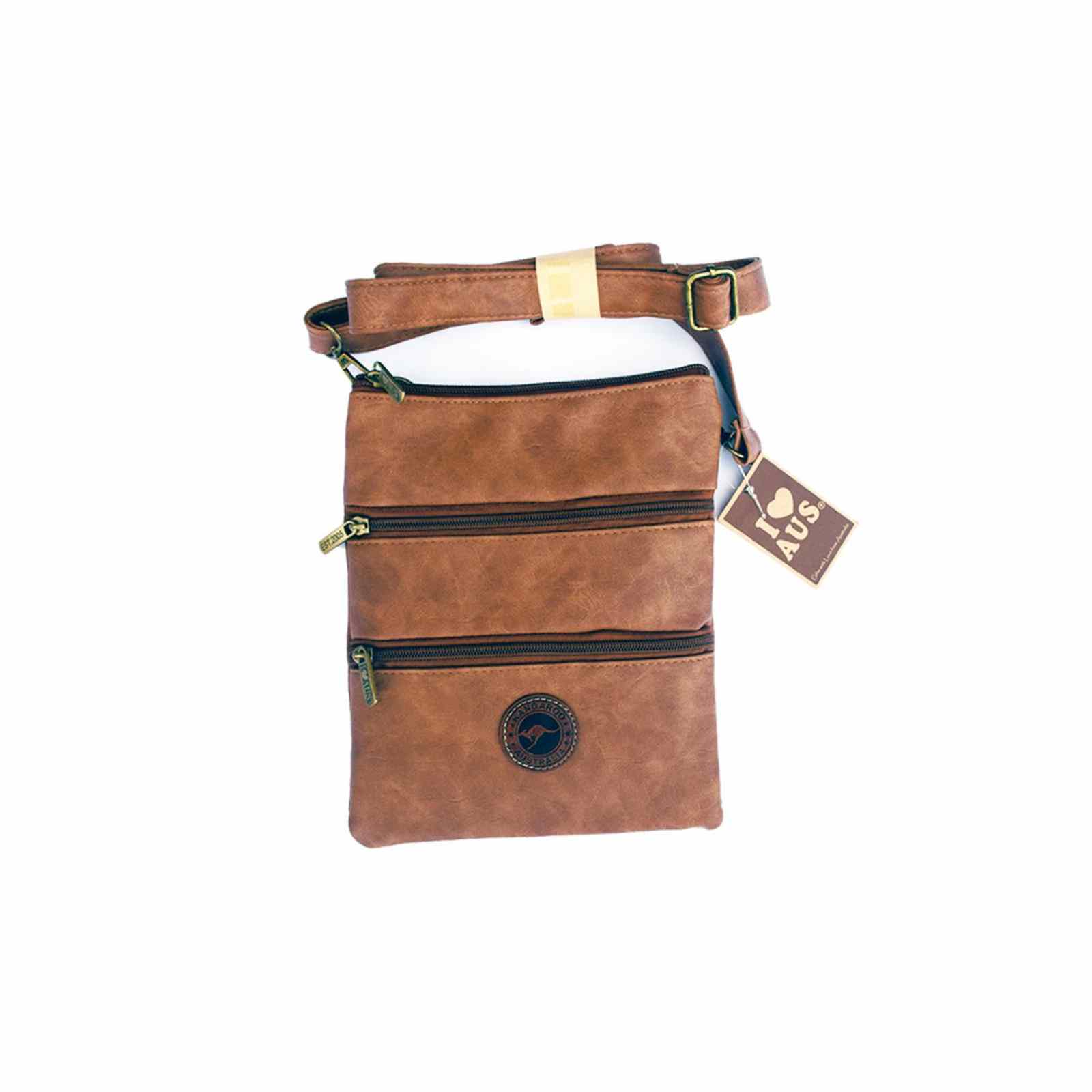 Shoulder-Bag-Large-Two-Zips-Kangaroo-Badge-BRN