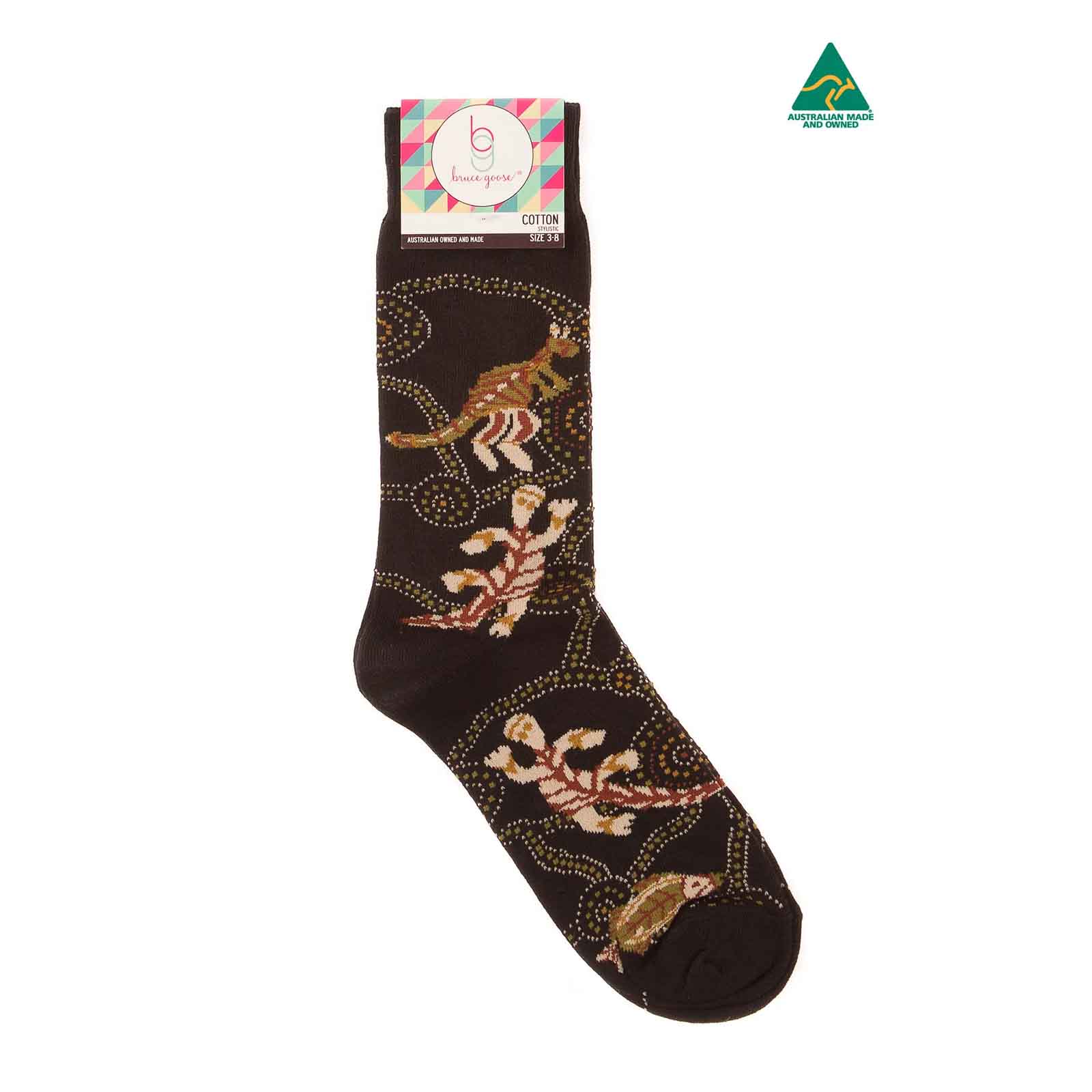 Socks Kangaroo Aboriginal Art Black