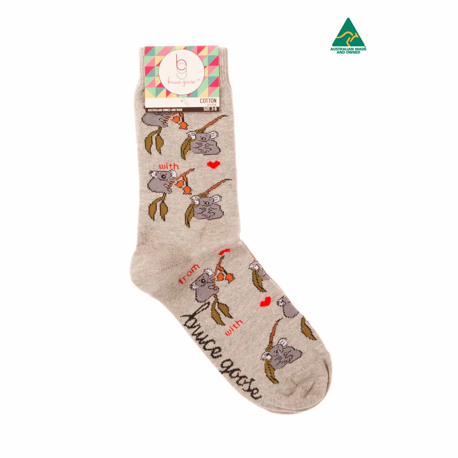 Socks-Womens-Koala-Eucalyptus-Grey-Open