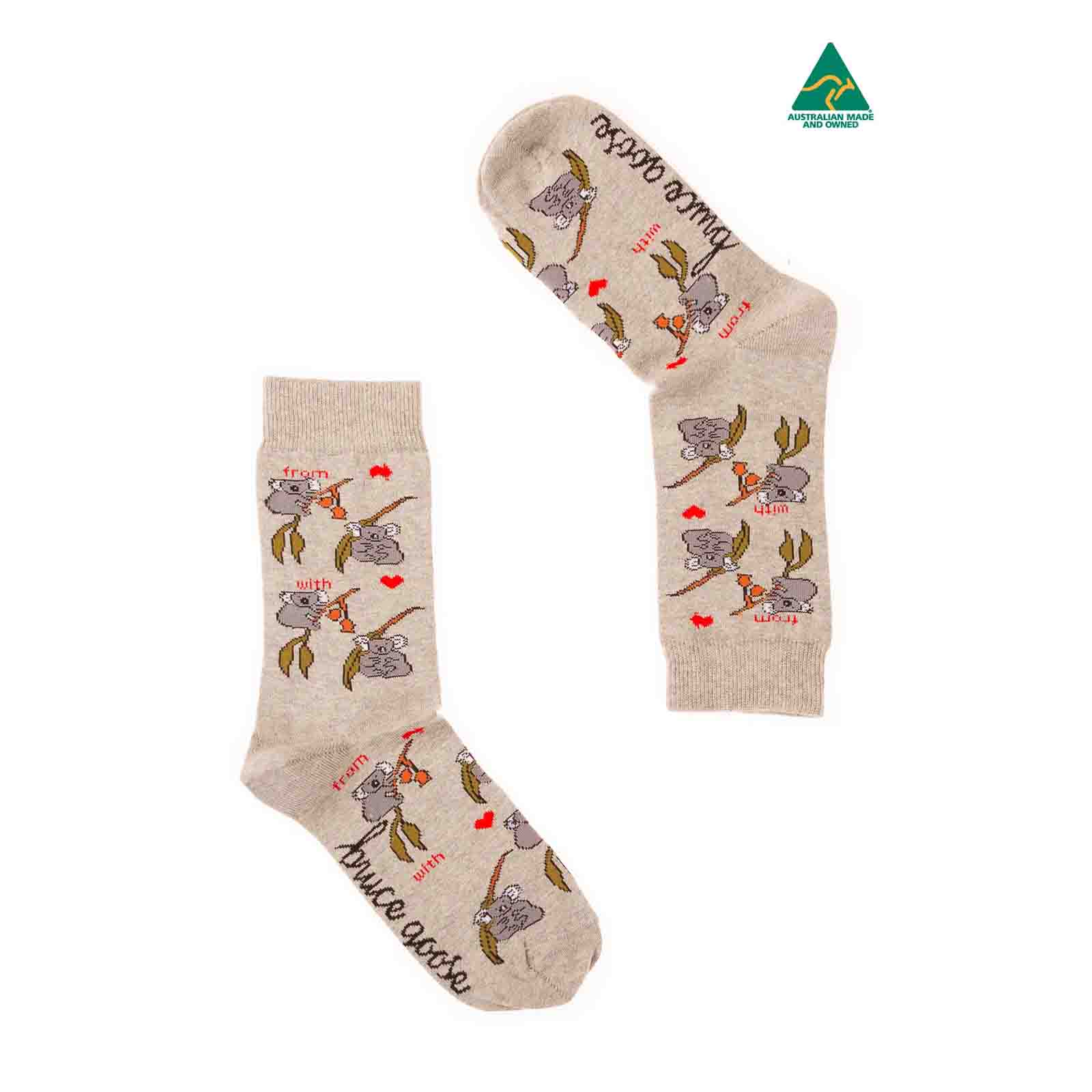 Socks-Womens-Koala-Eucalyptus-Grey-Pair