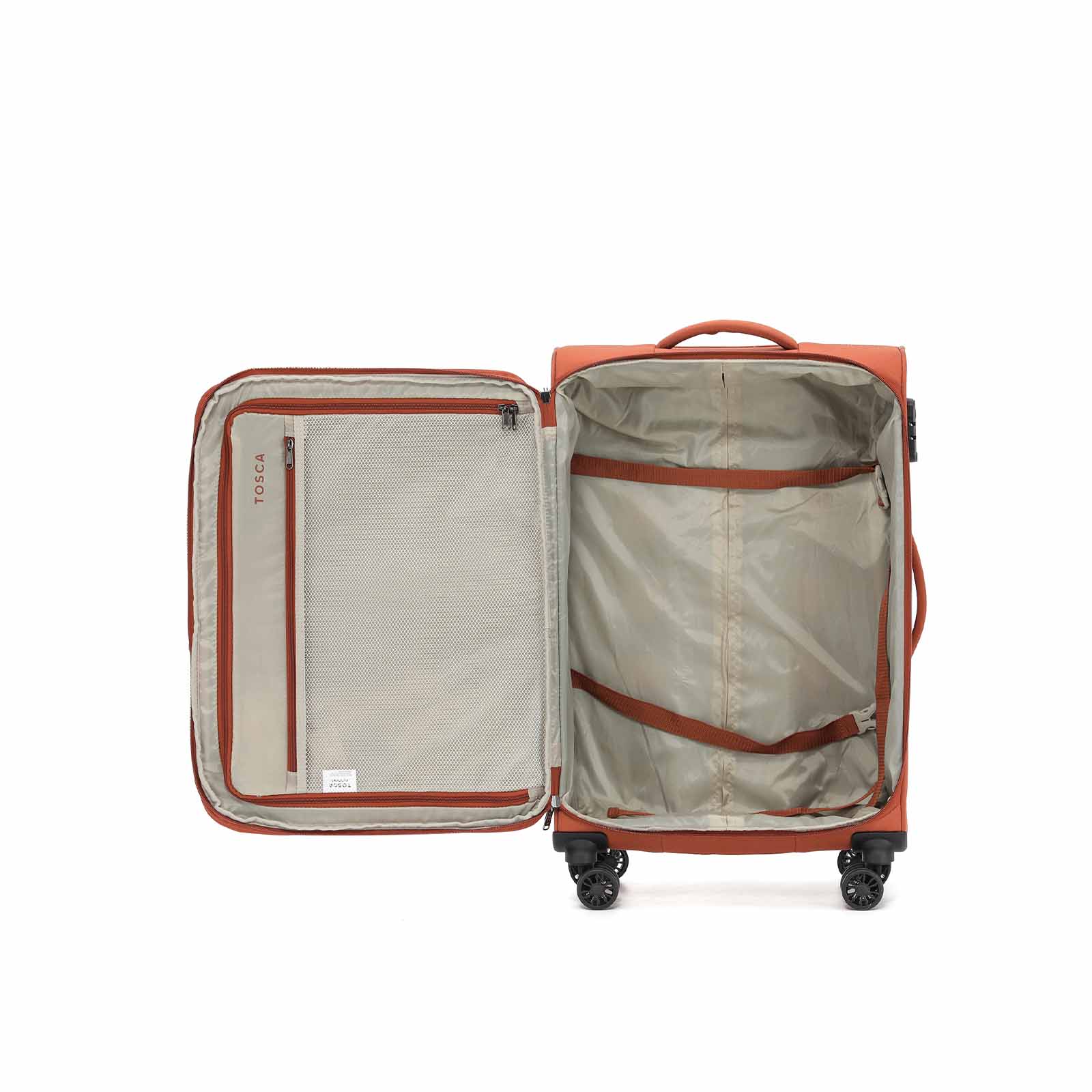 Tosca-Altitude-4w-66cm-Medium-Suitcase-Rust-Open