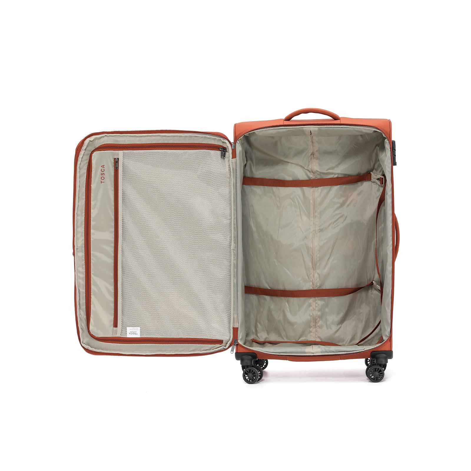 Tosca-Altitude-4w-78cm-Large-Suitcase-Rust-Open