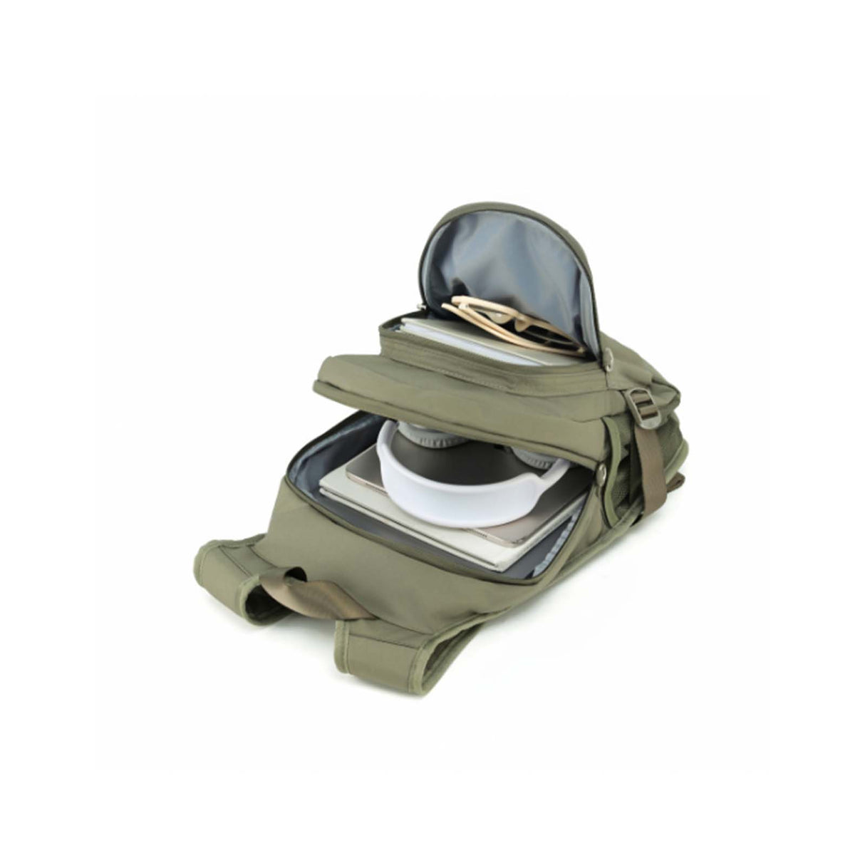 Tosca-Anti-Theft-25-Backpack-Layered-Khaki-Open