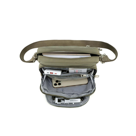 Tosca-Anti-Theft-25-Shoulder-Bag-Layered-Medium-Khaki-Open