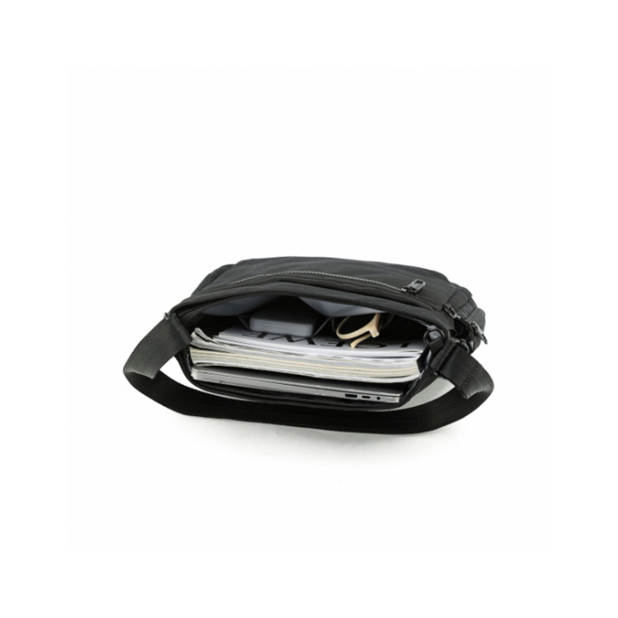 Tosca-Anti-Theft-25-Shoulder-Bag-Medium-Black-Open