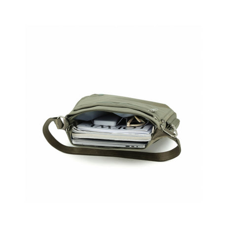 Tosca-Anti-Theft-25-Shoulder-Bag-Medium-Khaki-Open