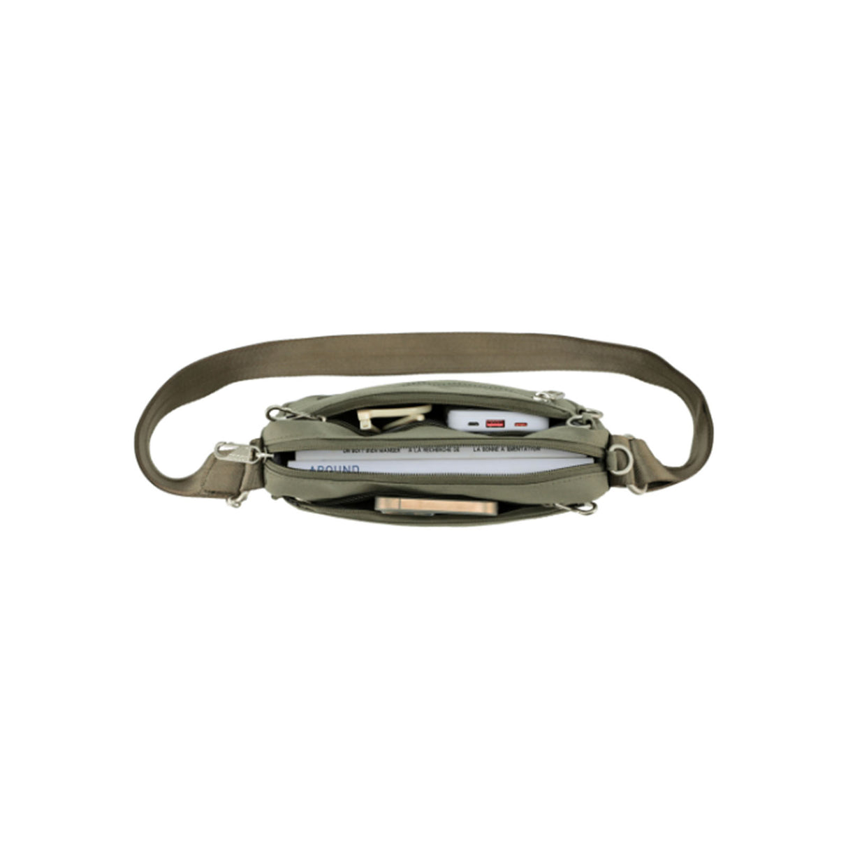Tosca-Anti-Theft-25-Shoulder-Bag-Small-Khaki-Open