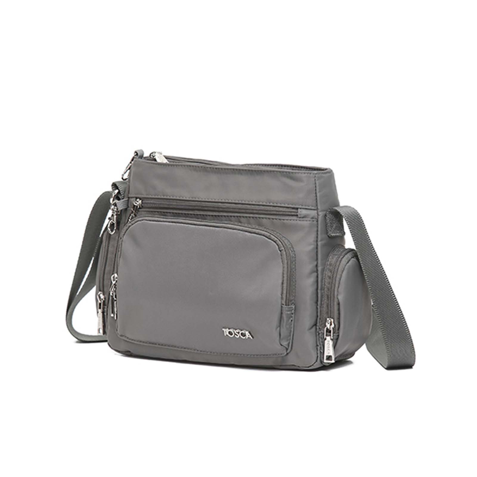 Tosca-Anti-Theft-Shoulder-Bag-Dumpling-Khaki-Open