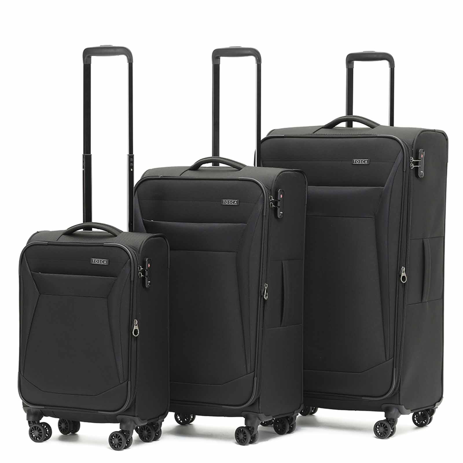 Tosca-Aviator-4-Wheel-Carry-On-Suitcase-Black-Set
