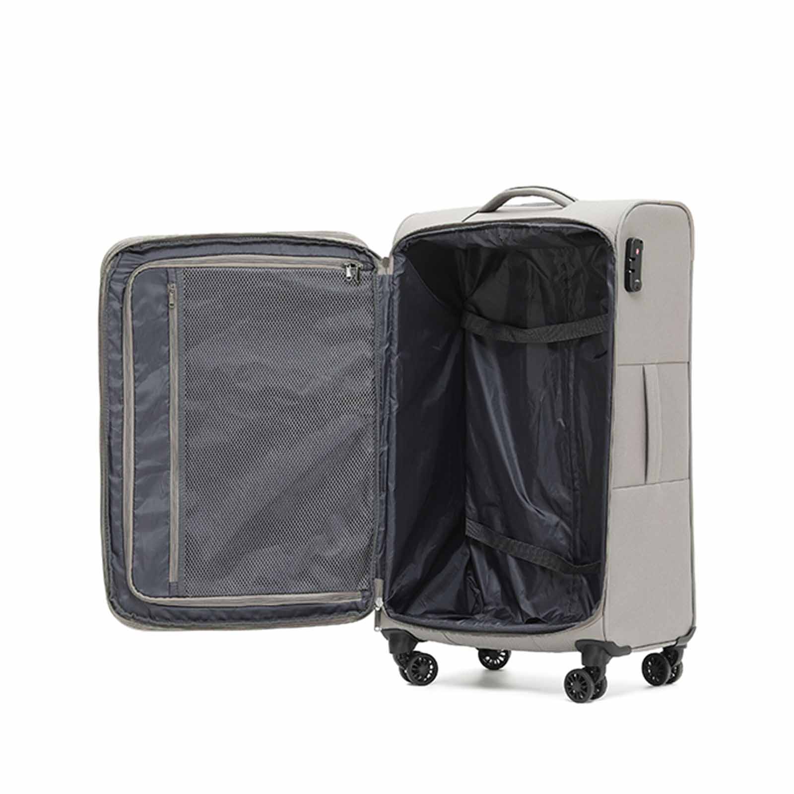 Tosca-Aviator-4-Wheel-Medium-Suitcase-Khaki-Open