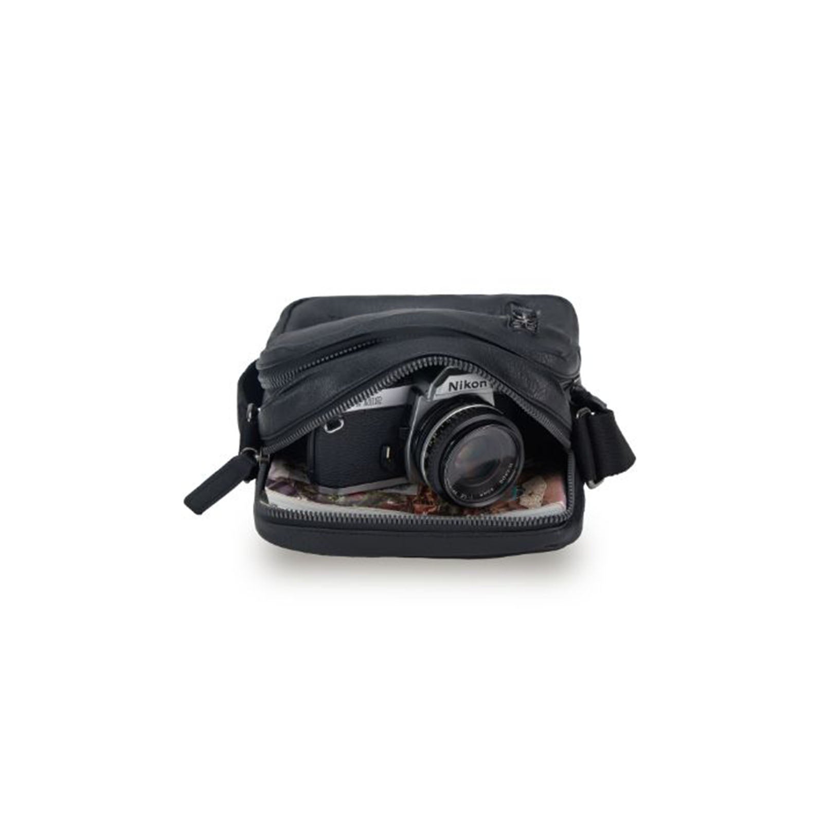Tosca-Classic-Small-Shoulder-Bag-Black-Open