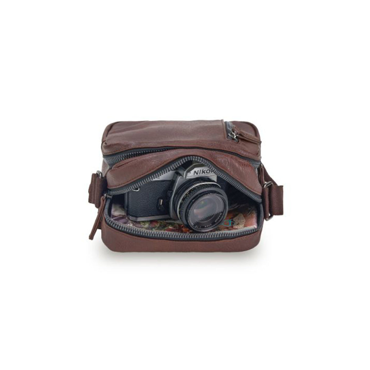 Tosca-Classic-Small-Shoulder-Bag-Chocolate-Open