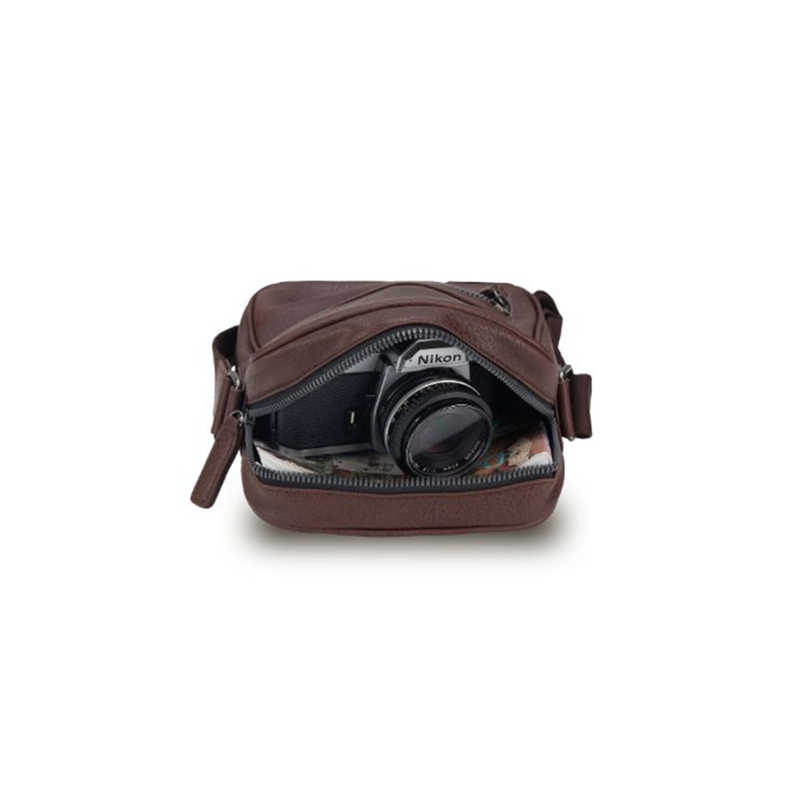 Tosca-Classic-X-Small-Shoulder-Bag-Chocolate-Open