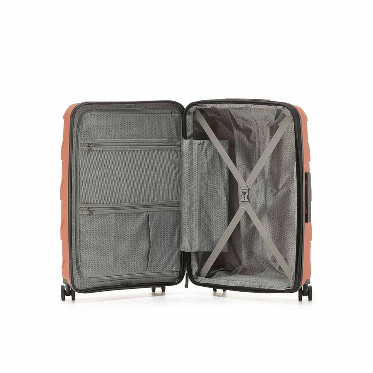 Tosca-Comet-4-Wheel-55cm-Carry-On-Suitcase-Mocha-Open