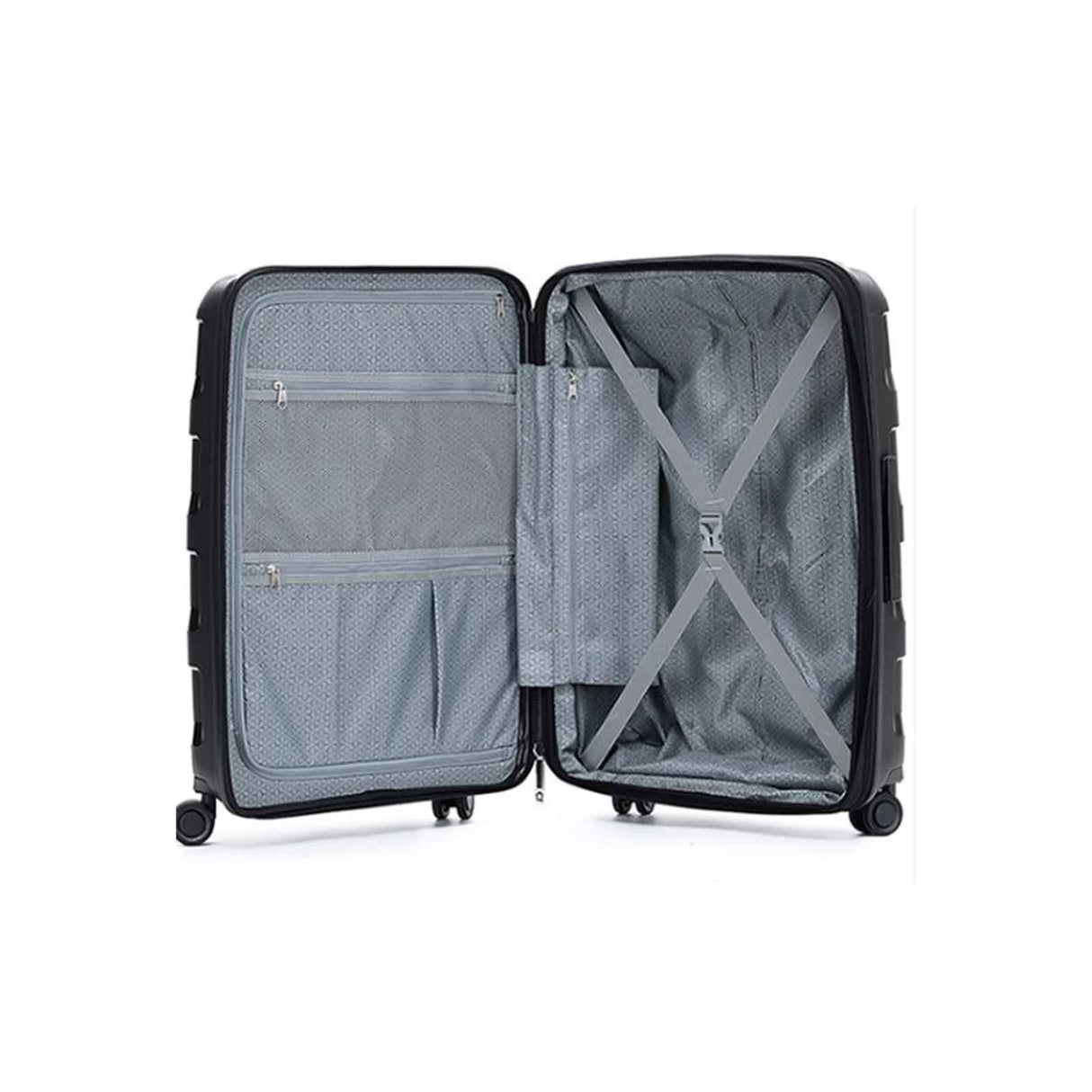Tosca-Comet-4-Wheel-67cm-Medium-Suitcase-Black-Open