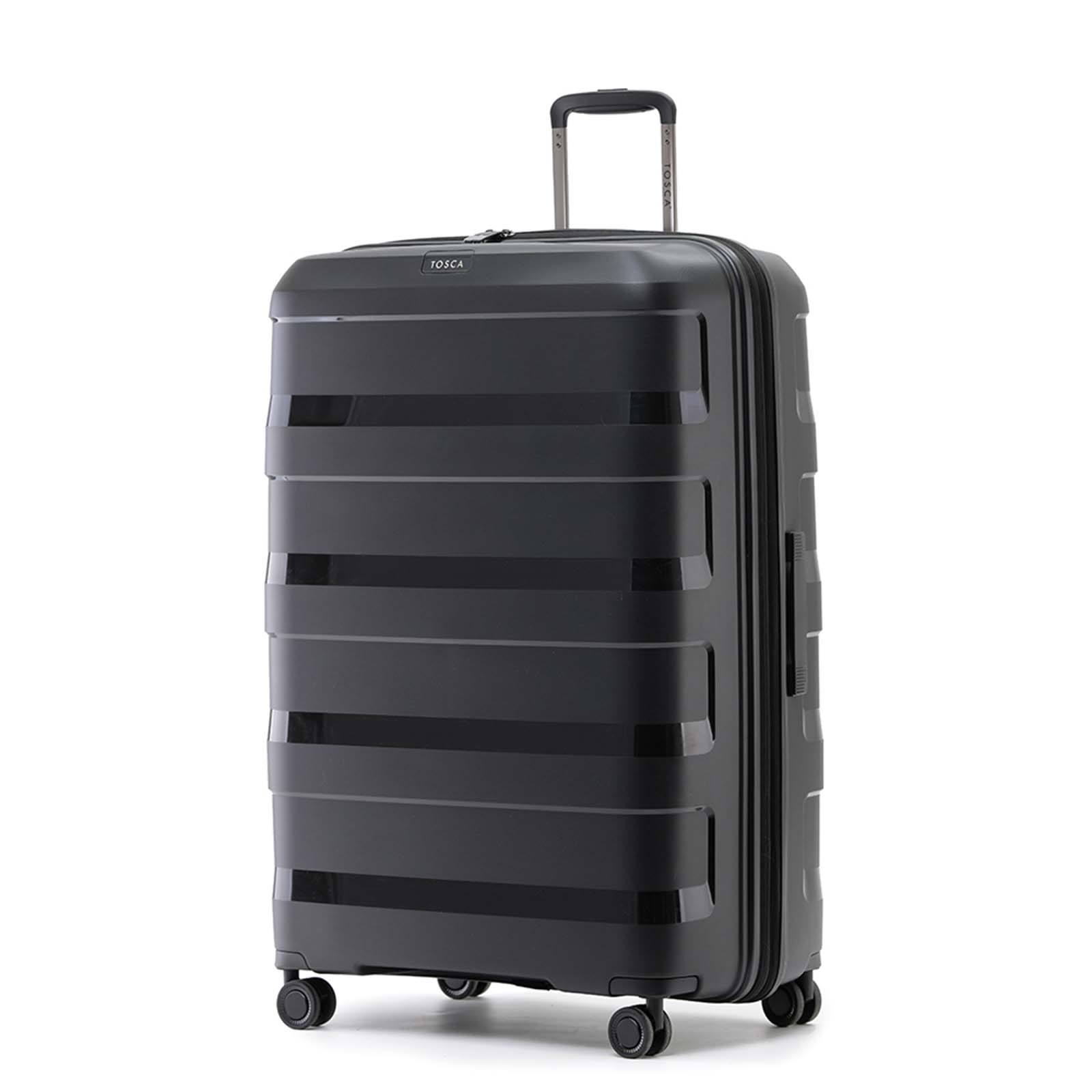 Tosca-Comet-4-Wheel-81cm-Large-Suitcase-Black-Front-Angle