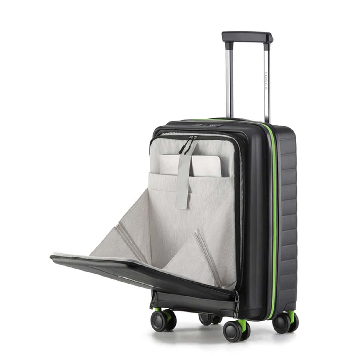 Tosca-Cruiser-Front-Opening-53cm-Carry-On-Suitcase-Black-Laptop