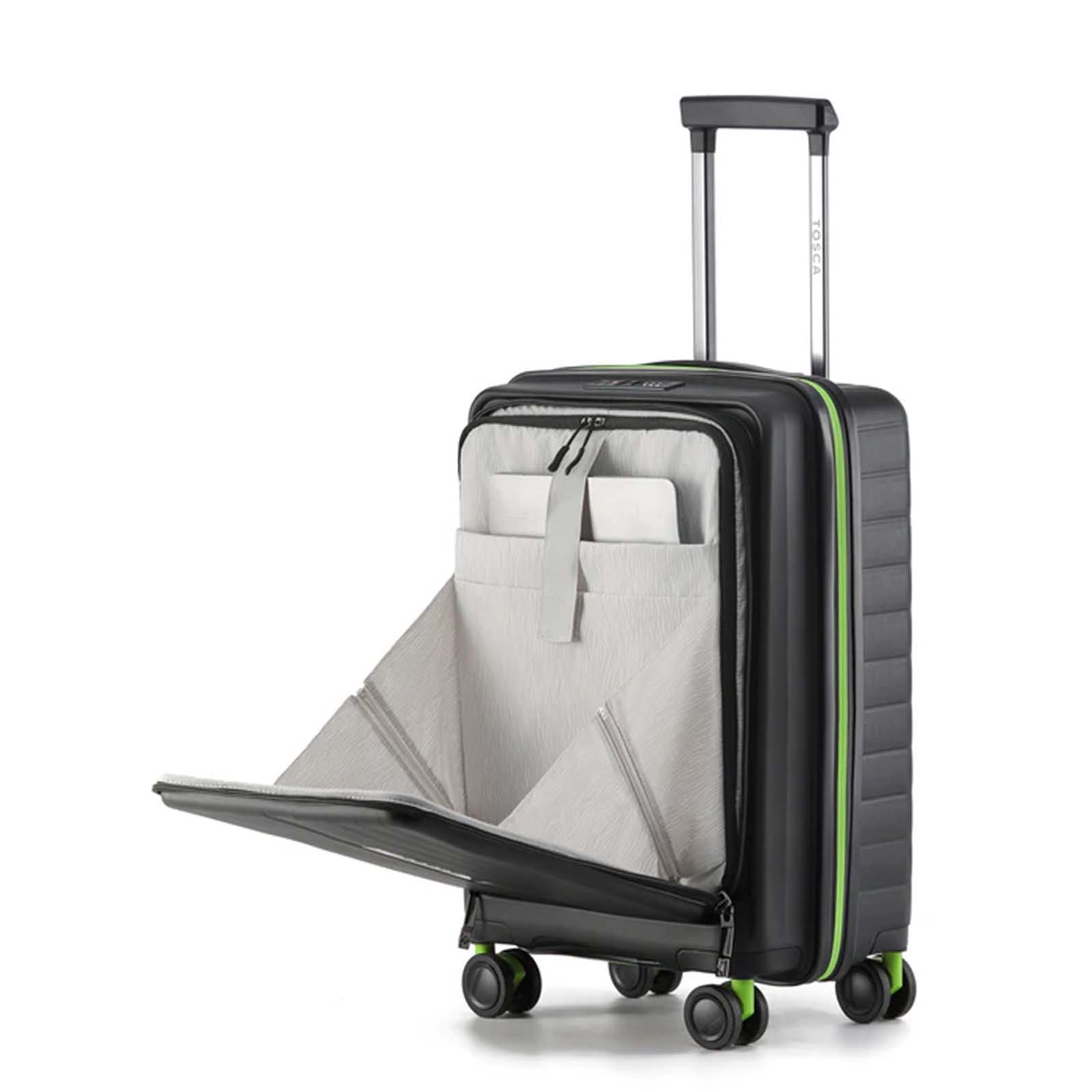 Tosca-Cruiser-Front-Opening-53cm-Carry-On-Suitcase-Black-Laptop
