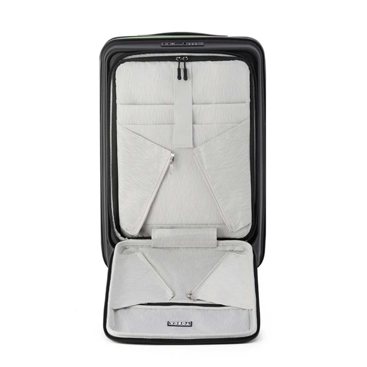 Tosca-Cruiser-Front-Opening-53cm-Carry-On-Suitcase-Black-Open