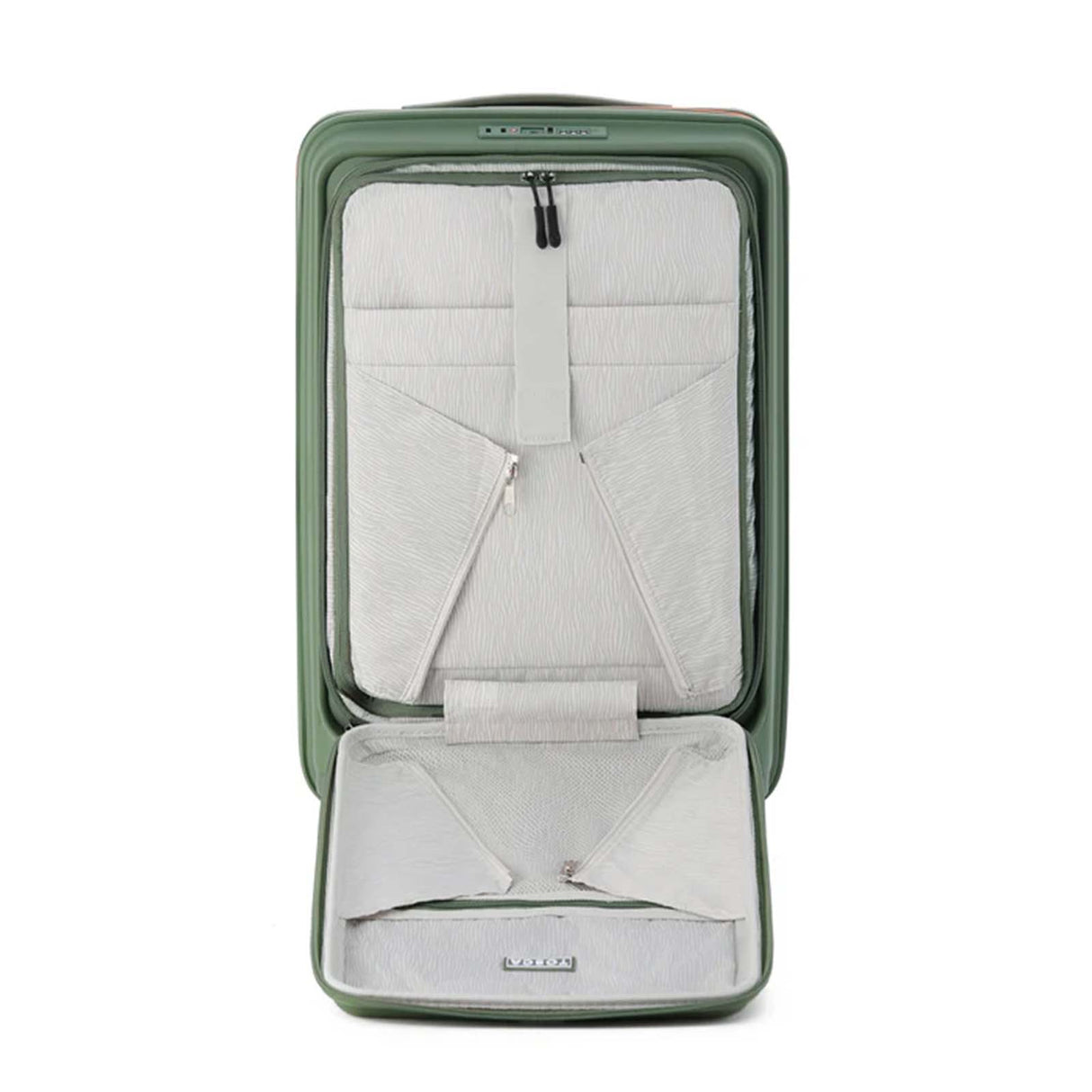 Tosca-Cruiser-Front-Opening-53cm-Carry-On-Suitcase-Khaki-Open