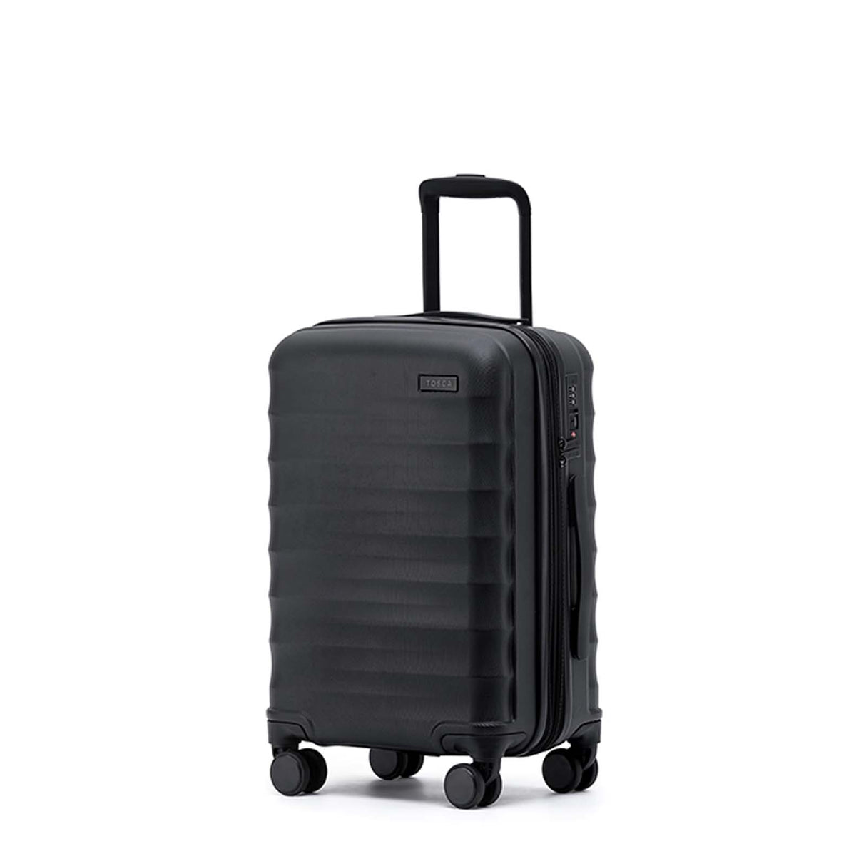 Tosca-Interstellar-4w-53cm-Carry-On-Suitcase-Black-Front-Open
