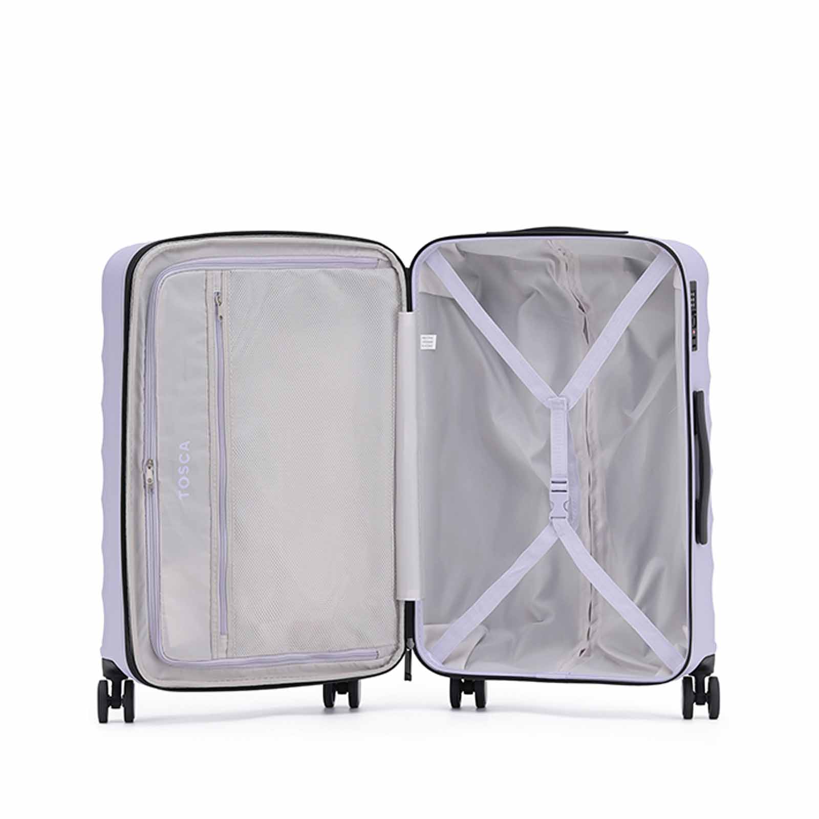 Tosca-Interstellar-4w-53cm-Carry-On-Suitcase-Lavender-Open