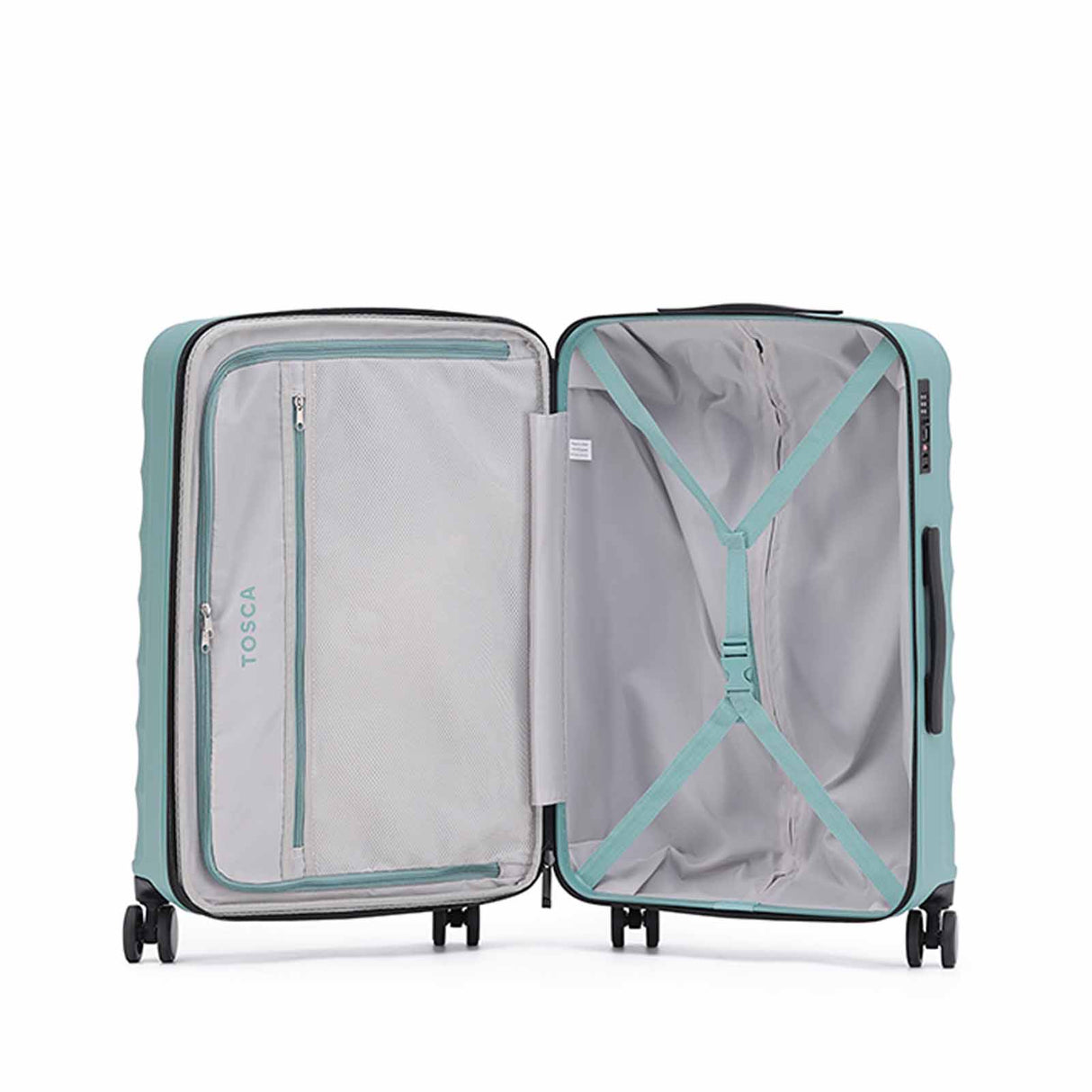 Tosca-Interstellar-4w-53cm-Carry-On-Suitcase-Ocean-Blue-Open