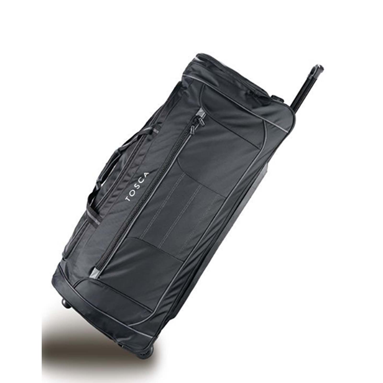 Tosca-Jumbo-Wheeled-Duffel-Bag-Black-GreyFront-Angle