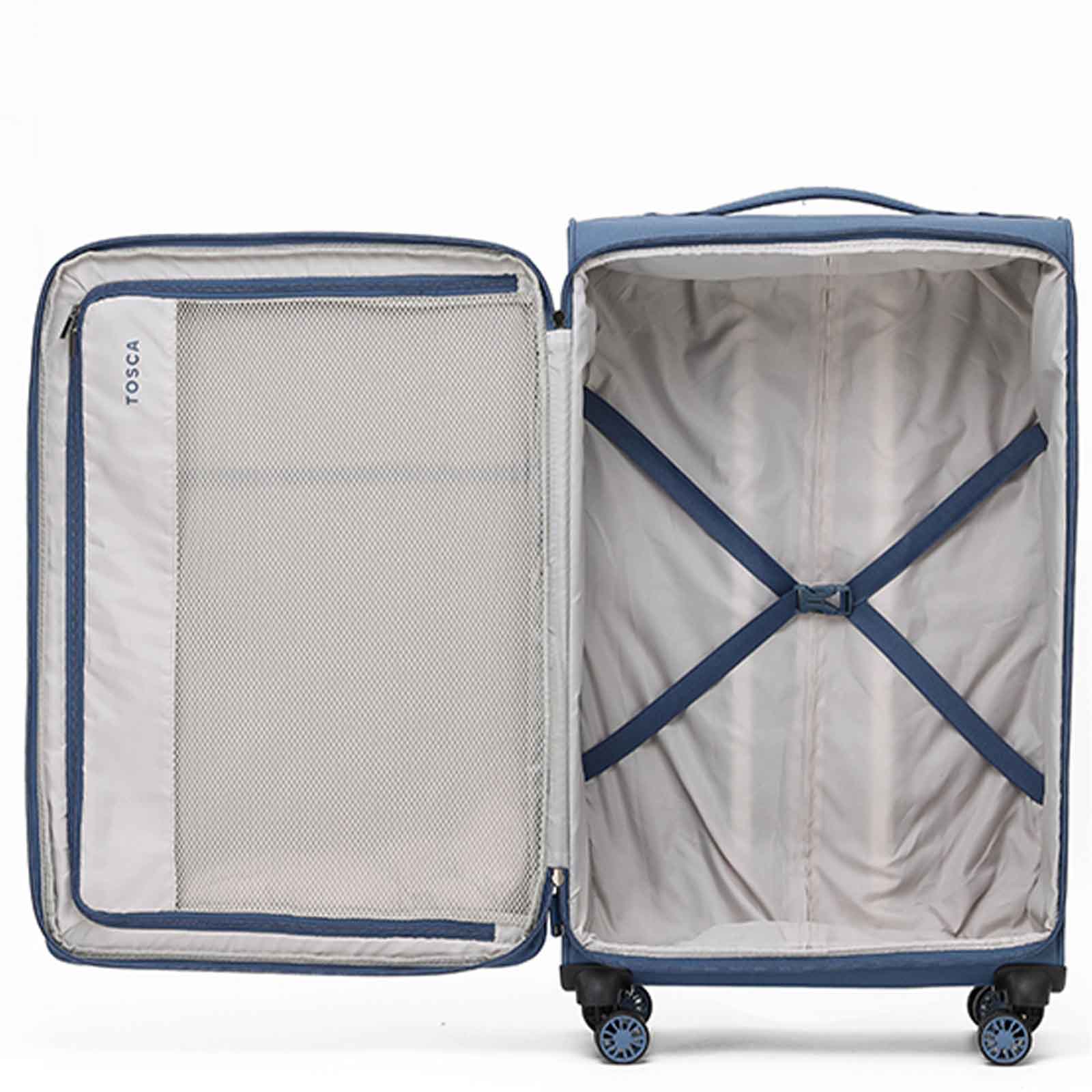 Tosca-So-Lite-4w-79cm-Large-Suitcase-Blue-Open