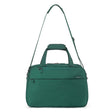 A Emerald Green Carry on bag with dual top handles, a detachable shoulder strap, and a front zippered pocket, shown against a plain white background.