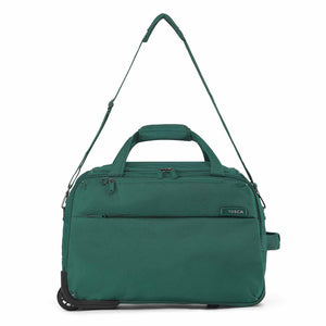 An Emerald Green Carry-On bag with a top handle, shoulder strap, and a wheel at the bottom, shown on a plain white background.
