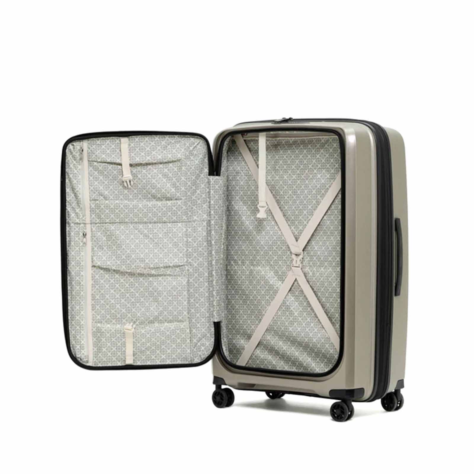 Tosca-Space-X-76cm-Large-Suitcase-Champagne-Front-Open