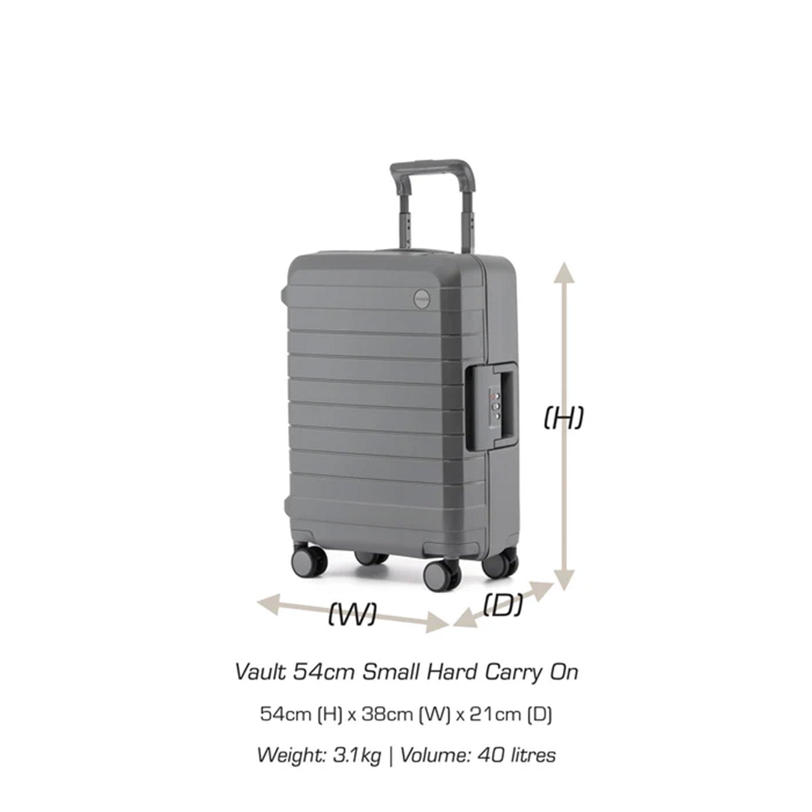 Tosca-Vault-4-Wheel-54cm-Carry-On-Suitcase-Grey-Size