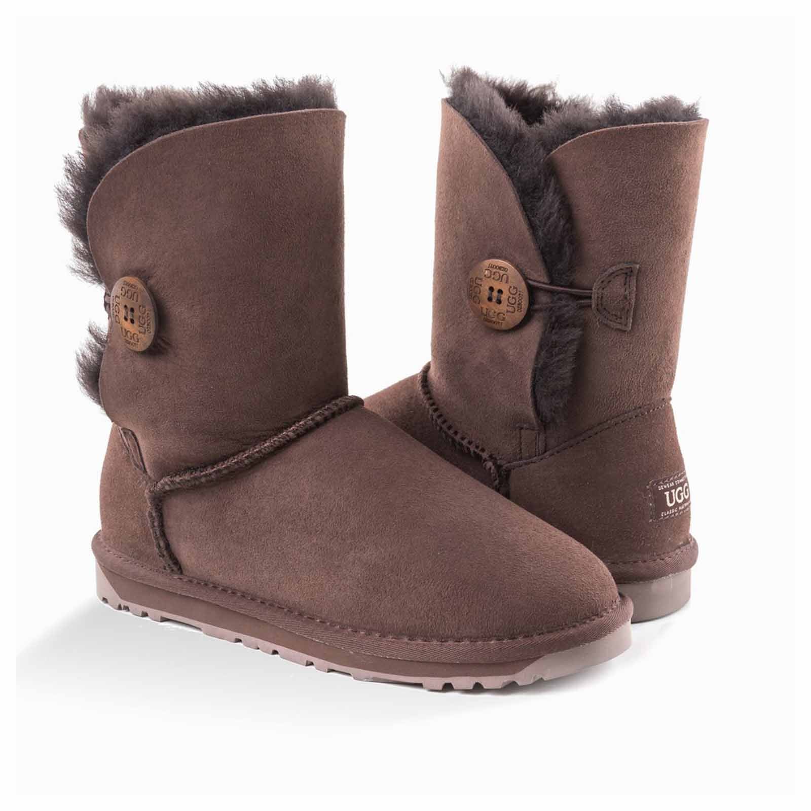 Ozwear UGG Boots Classic Short Button Chocolate