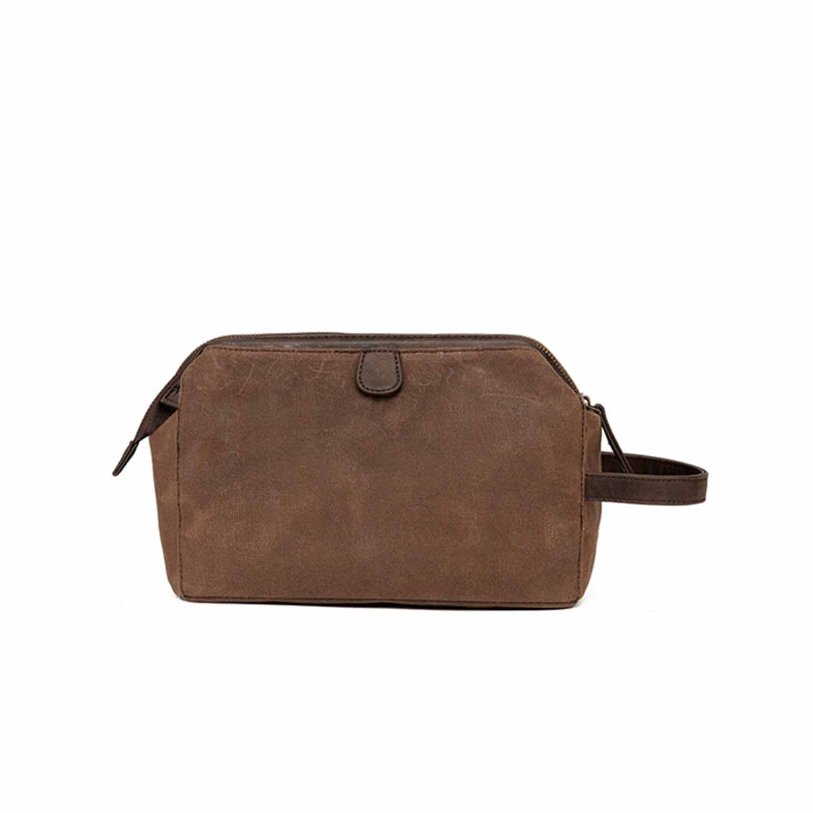 Tosca Waxed Canvas Toiletry Bag Brown