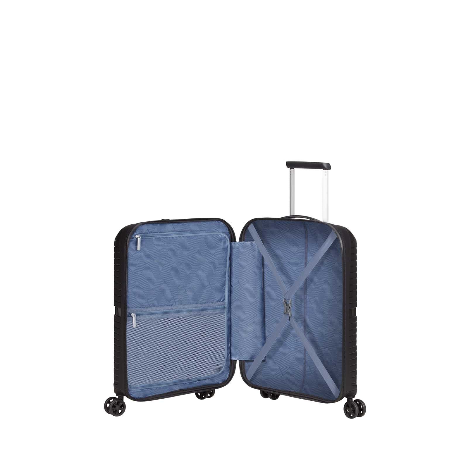 American-Tourister-Airconic-55cm-Carry-On-Suitcase-Onyx-Black-Open