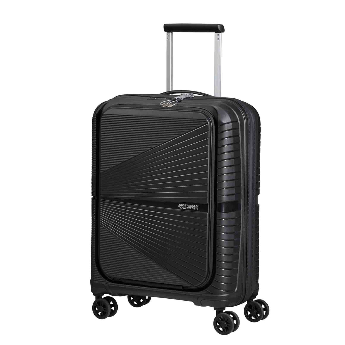 American-Tourister-Airconic-55cm-Suitcase-Front-Opening-Onyx-Black-Front-Angle