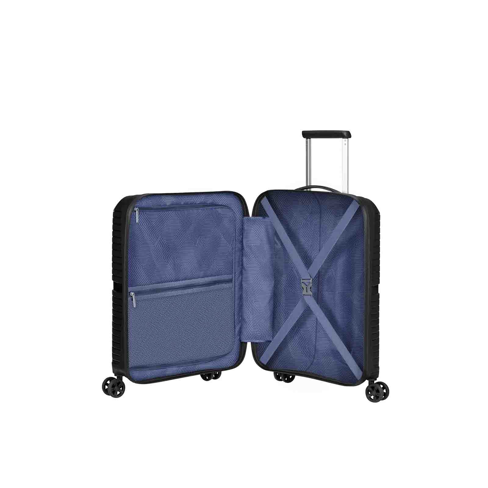 American-Tourister-Airconic-55cm-Suitcase-Front-Opening-Onyx-Black-Open