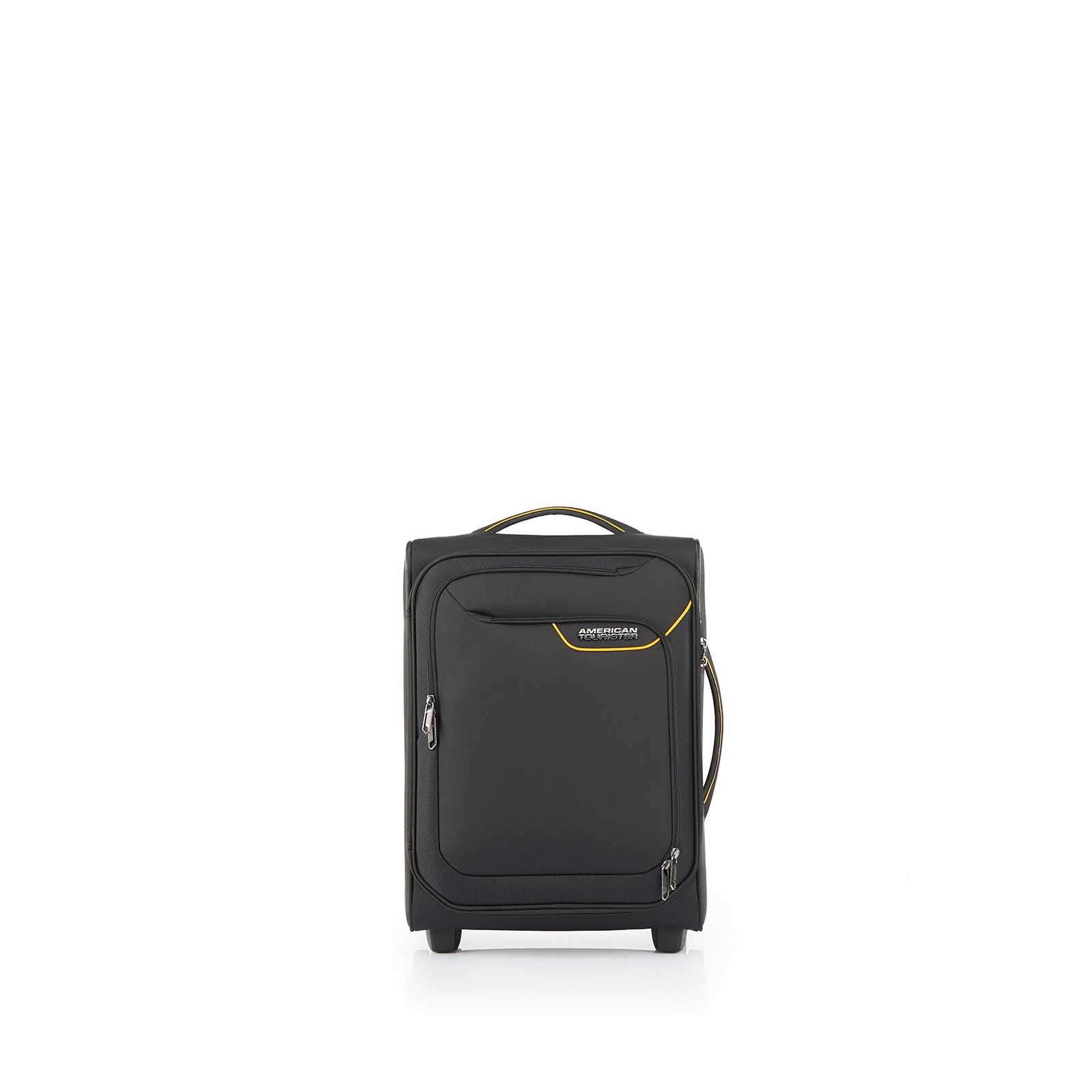 American-Tourister-Applite-4-Eco-50cm-Carry-On-Suitcase-Black-Mustard-Front