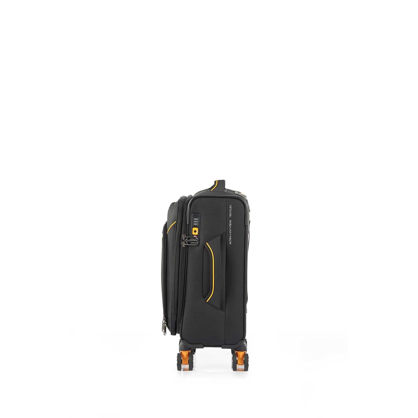 American-Tourister-Applite-4-Eco-55cm-Carry-On-Suitcase-Black-Mustard-Side-Handle