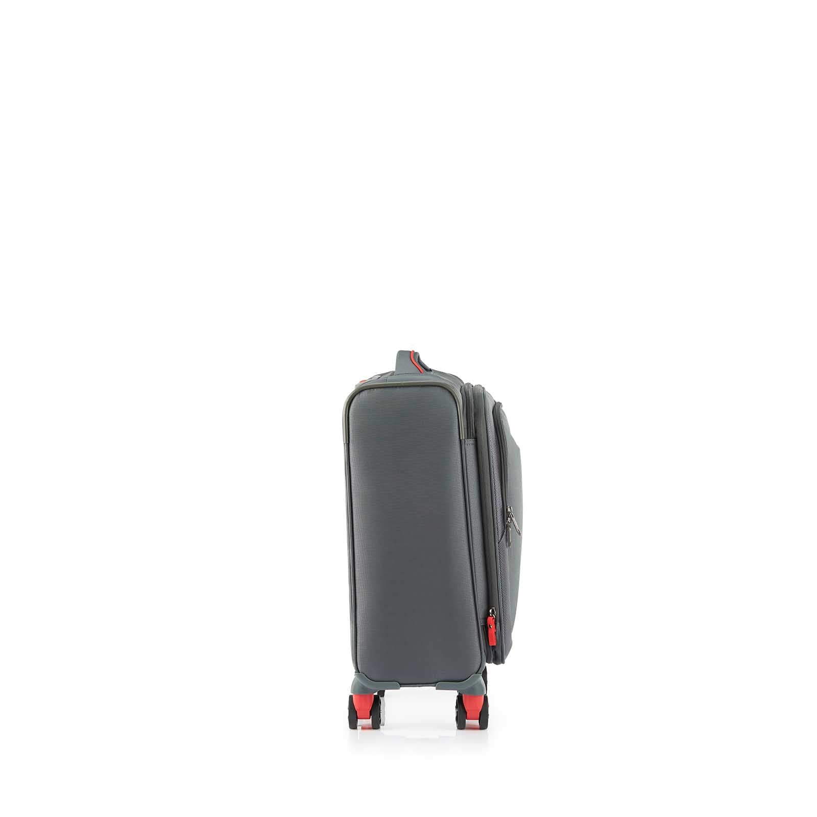 American-Tourister-Applite-4-Eco-55cm-Carry-On-Suitcase-Grey-Red-Side-LH
