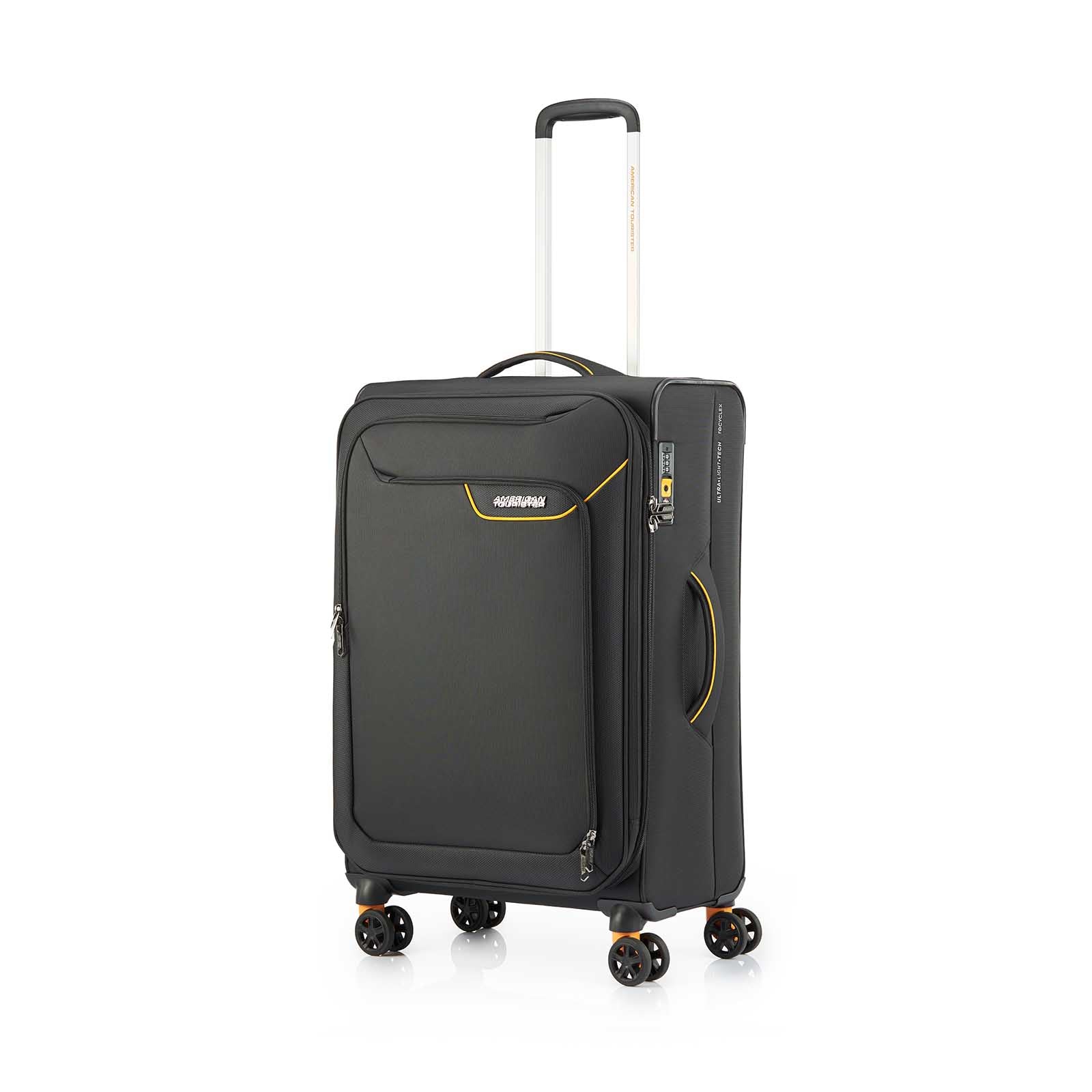 American-Tourister-Applite-4-Eco-71cm-Suitcase-Black-Mustard-Front-Angle