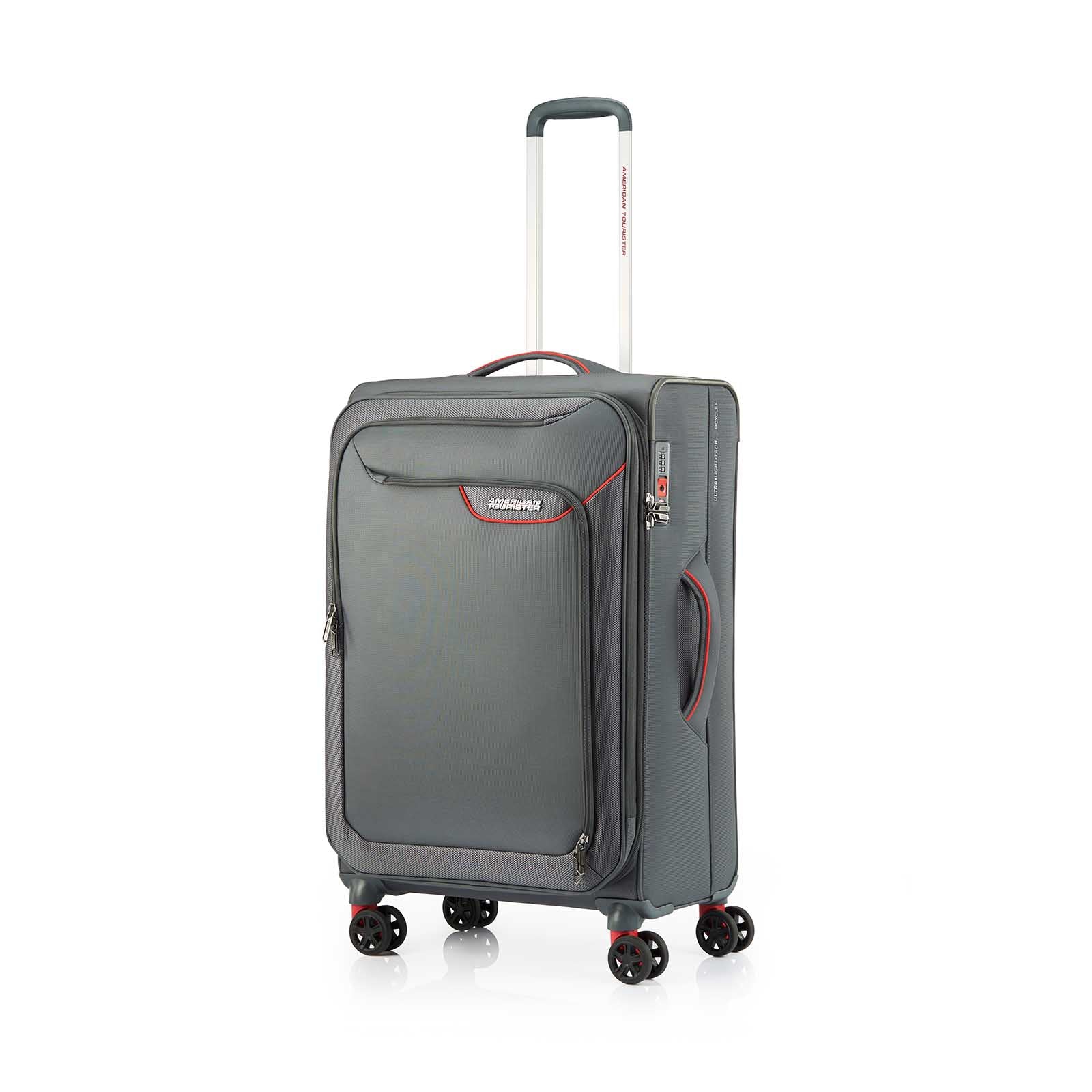 American-Tourister-Applite-4-Eco-71cm-Suitcase-Grey-Red-Front-Angle