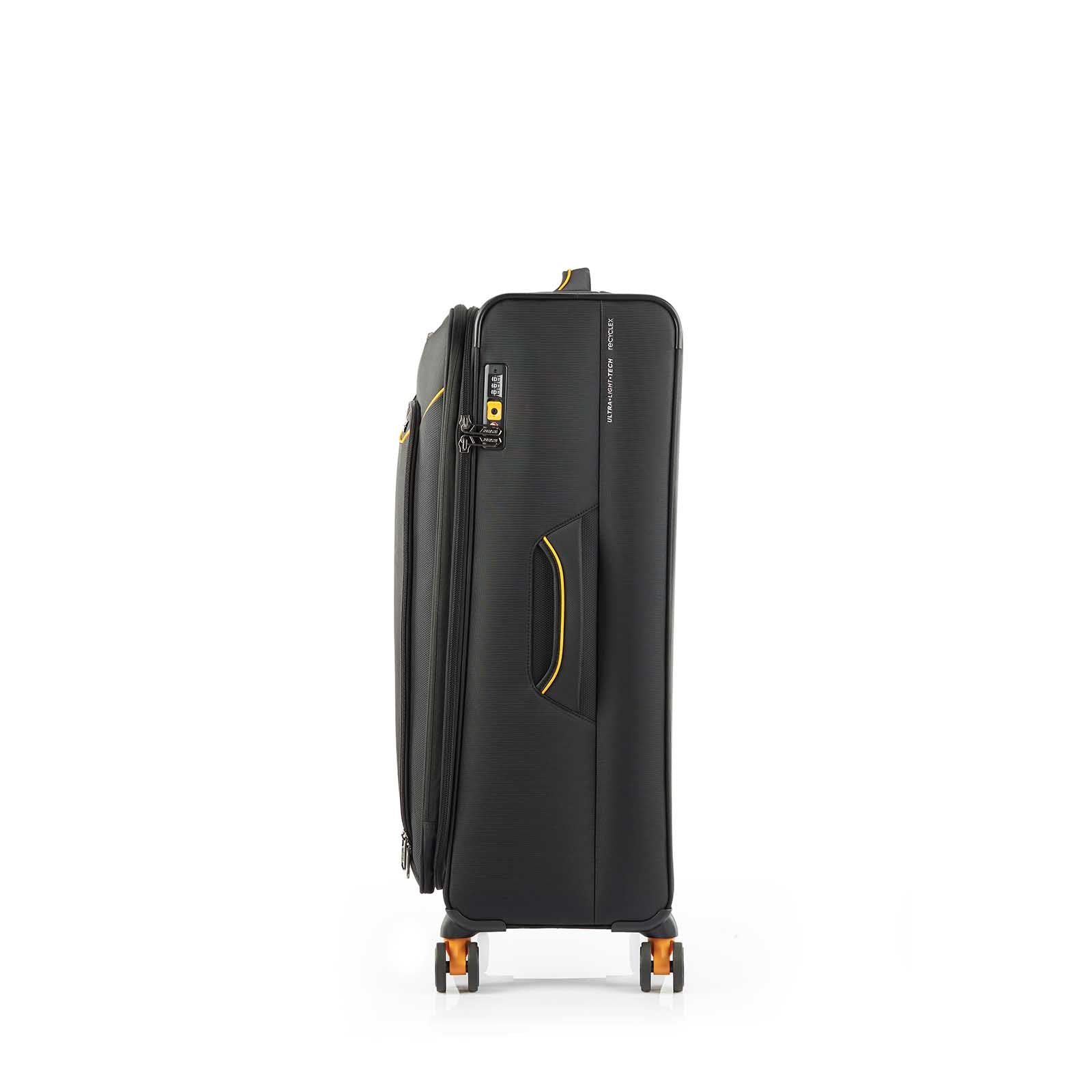 American-Tourister-Applite-4-Eco-82cm-Suitcase-Black-Mustard-Side-Handle