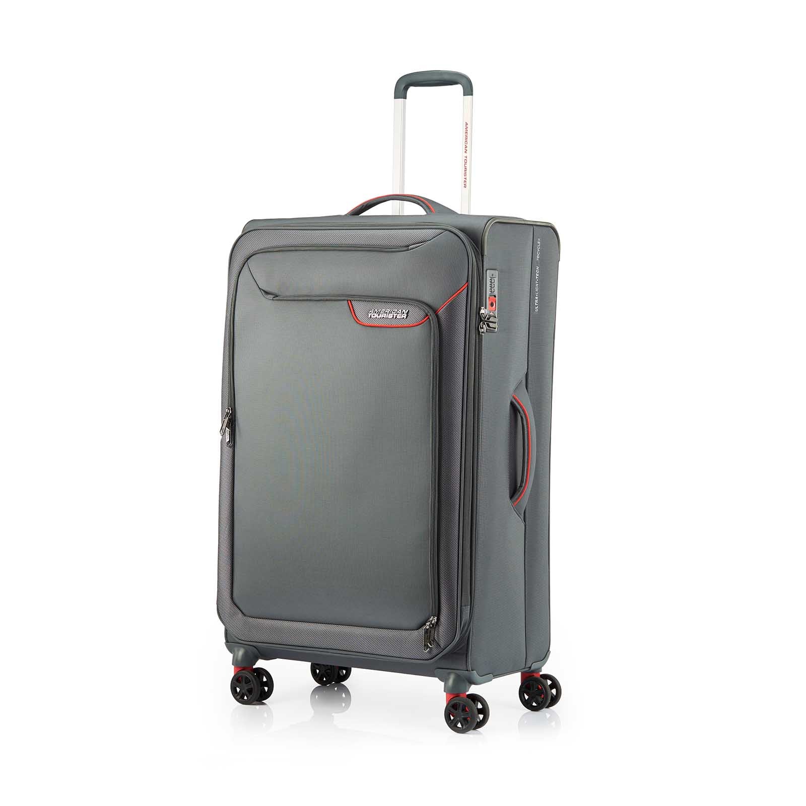 American-Tourister-Applite-4-Eco-82cm-Suitcase-Grey-Red-Front-Angle