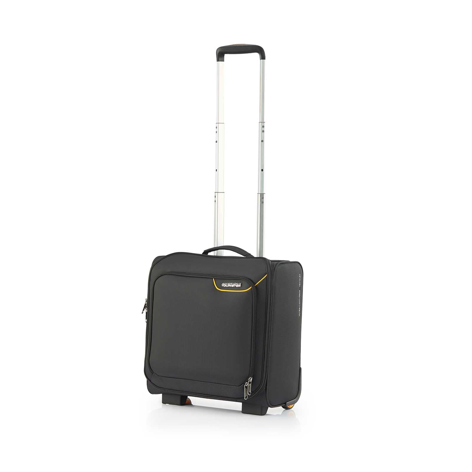American-Tourister-Applite-4-Eco-Underseater-Suitcase-Black-Mustard-Front-Angle