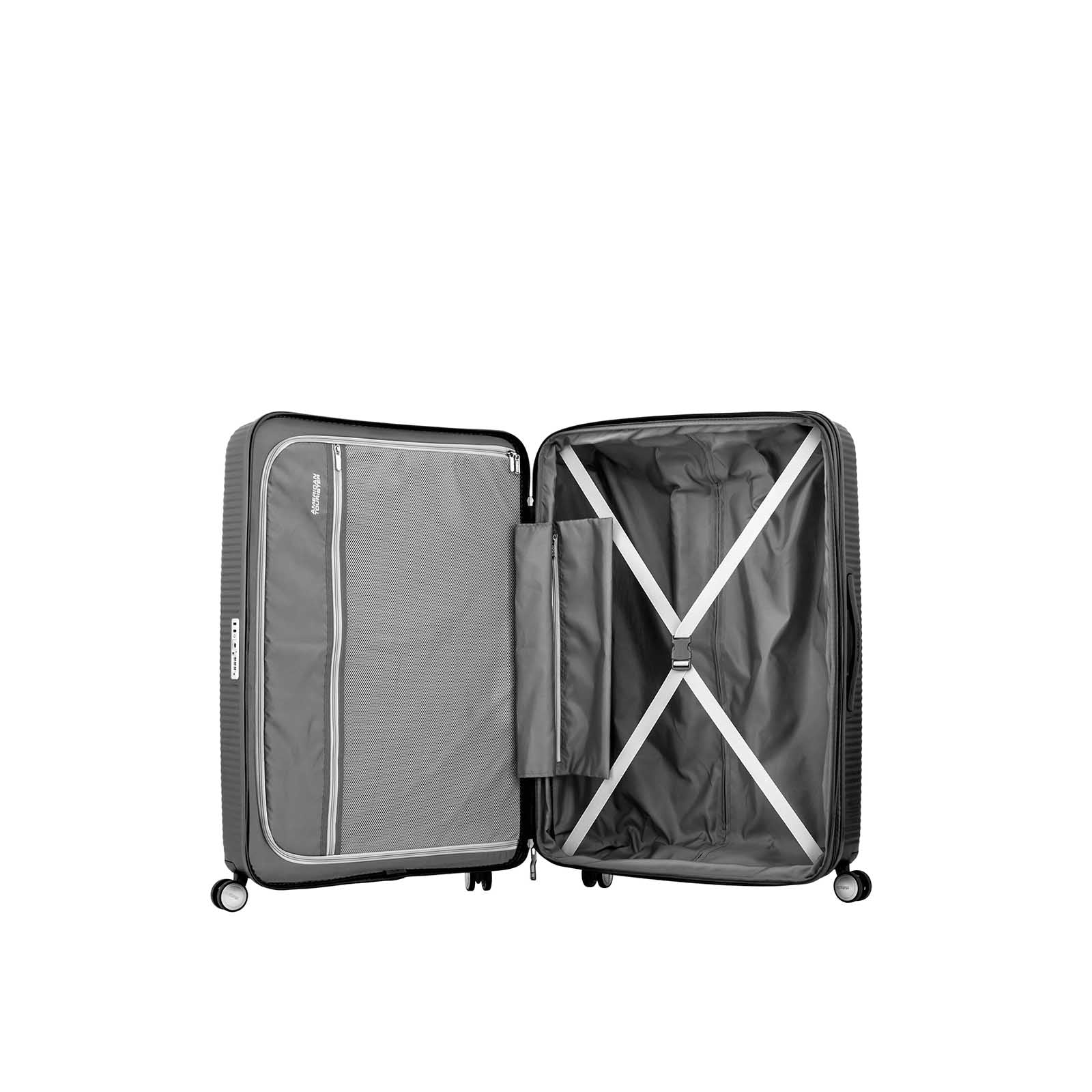 American-Tourister-Curio-2-69cm-Suitcase-Black-Open